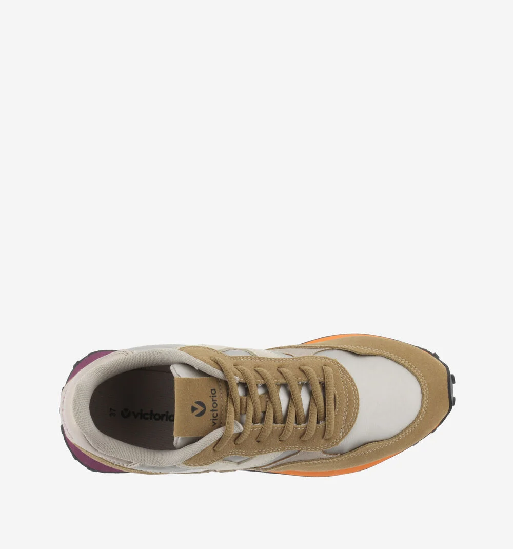NOVA NYLON MÉTAL & CUIR FENDU Baskets pour femmes semelle multicolore PLATINO