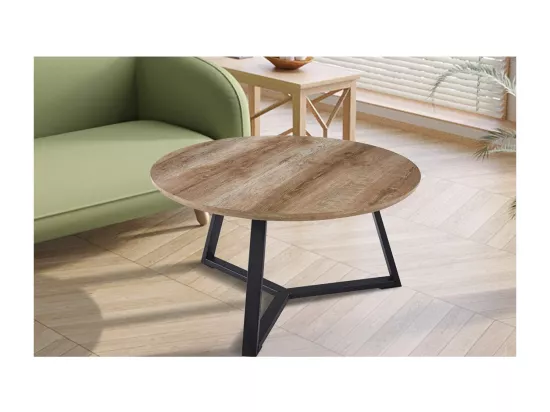 Table basse collection PASOA coloris chêne vieilli, idéal pour un salon rustique