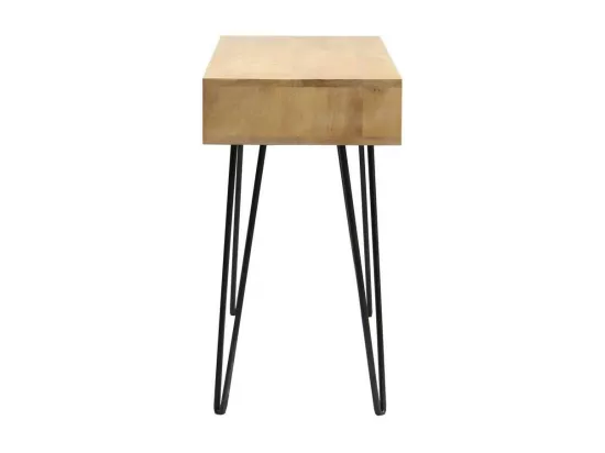Bureau avec rangement en bois manguier massif et métal noir L116 cm VIBES