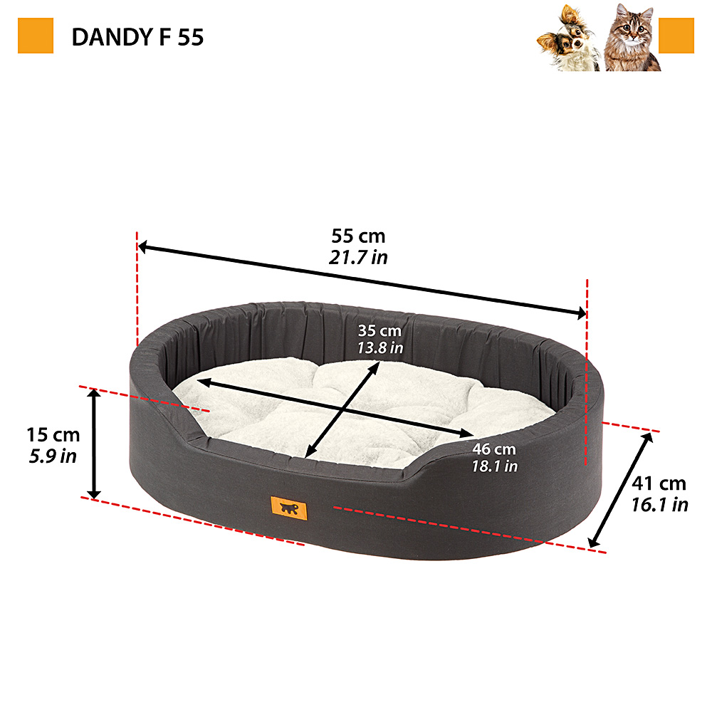 Dandy f couchette ferplast chiens chats rembourré double-face poil lavable