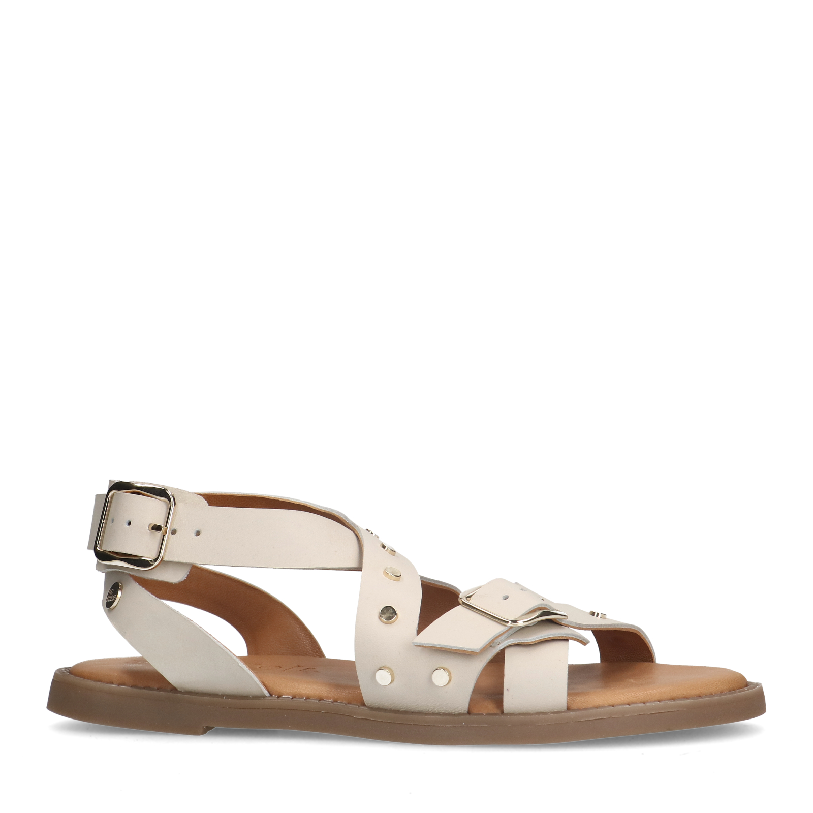 Witte leren sandalen met studs