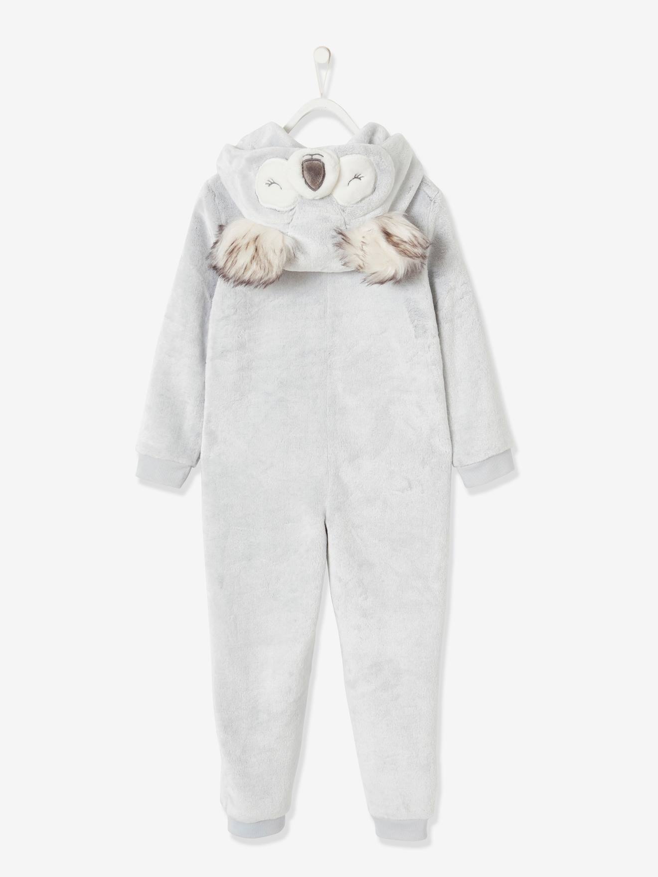 pijama de veludo cinza claro mesclado com estampa de coala