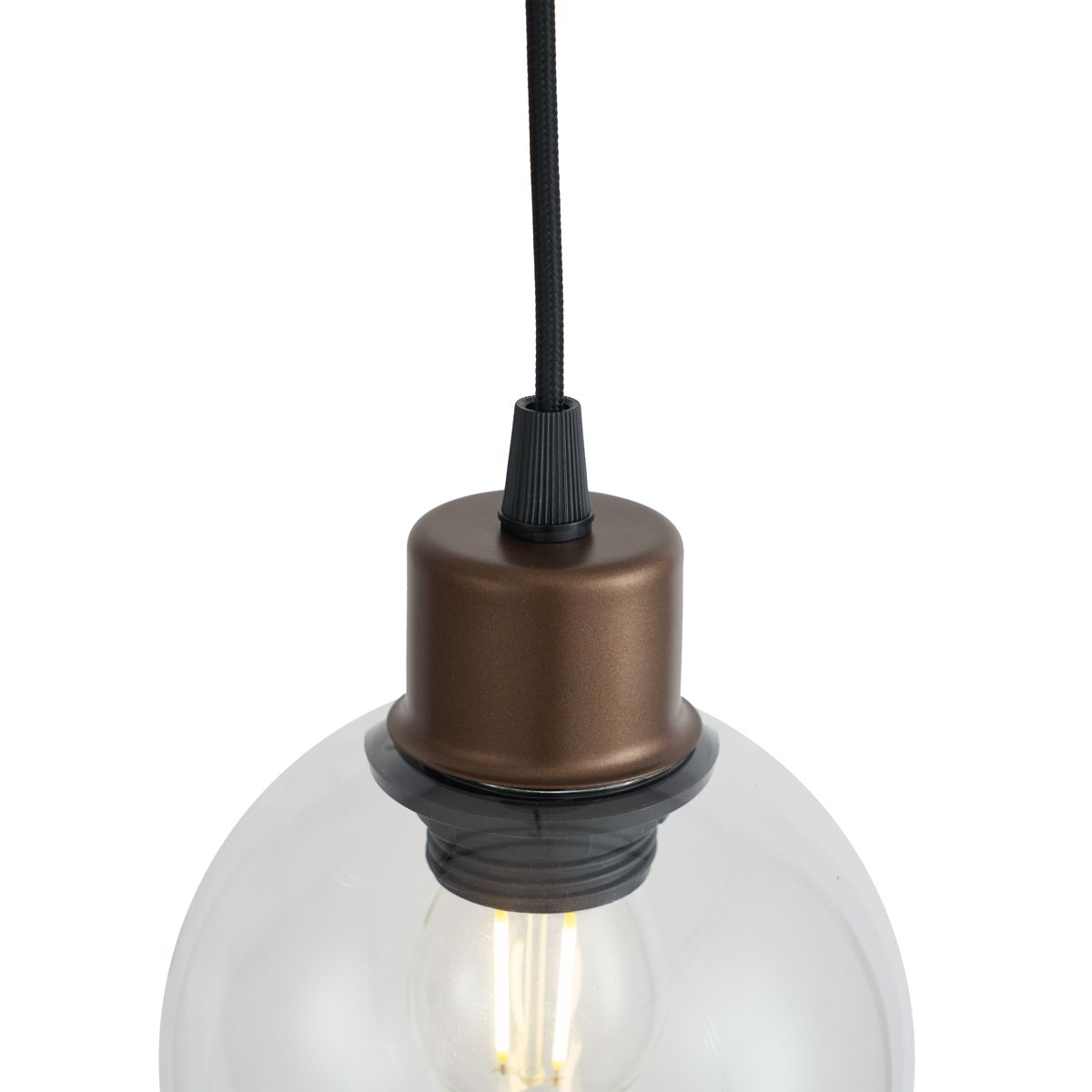 Moderne hanglamp brons met helder glas voor railsysteem 1-fase - Iconic Lava