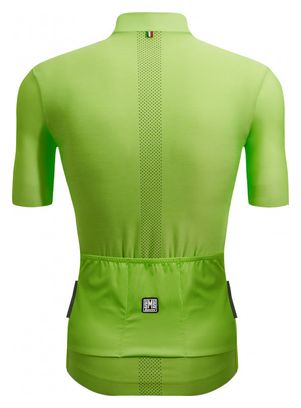 Maillot Manches Courtes Santini Colore Puro Vert Fluo
