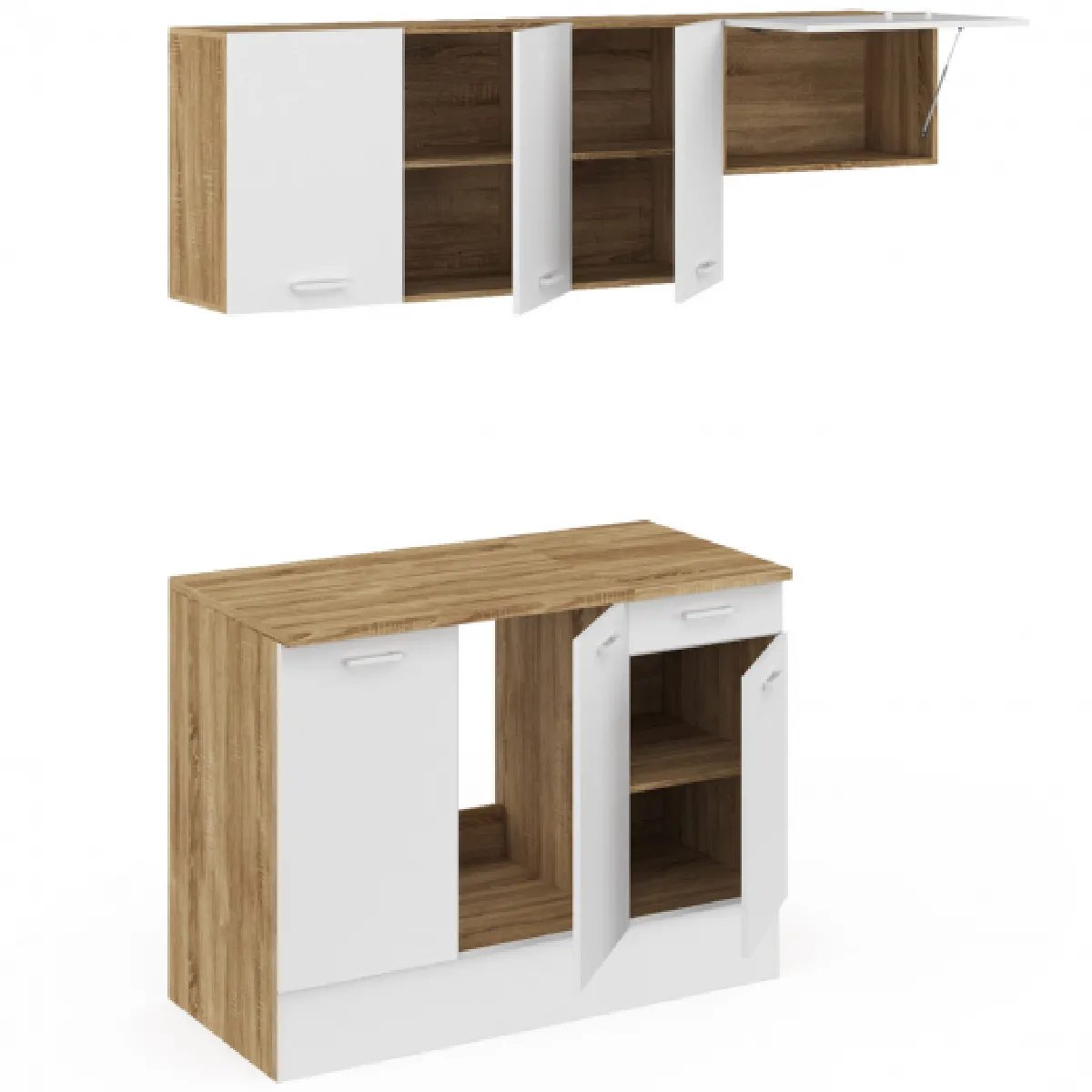 Cuisine complète IDMARKET SUBTIL - Bois et Blanc