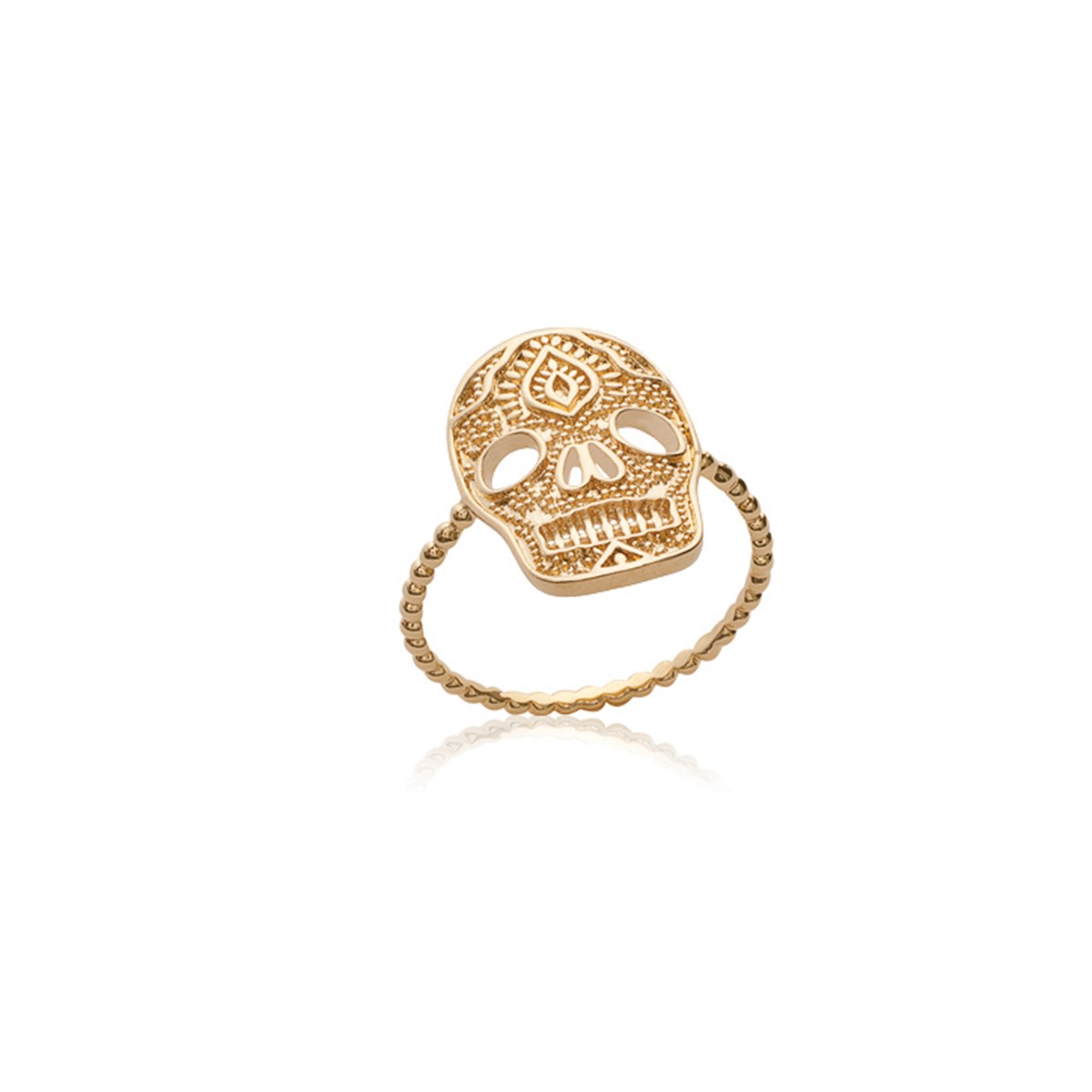 Bague plaqué or tête de mort - Bijoux Privés Discovery