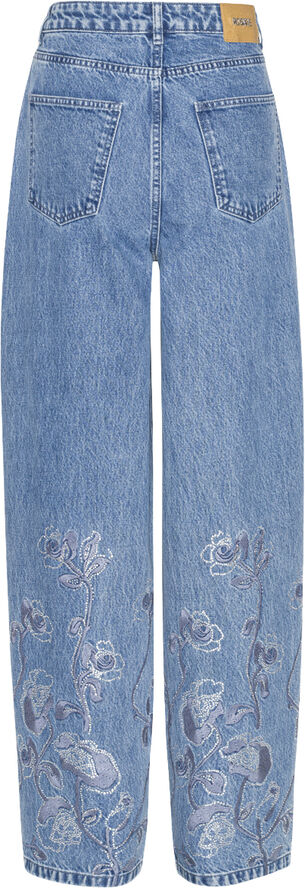 ROTATE Birger Christensen RHINESTONE WIDE LEG JEANS Medium blue denim