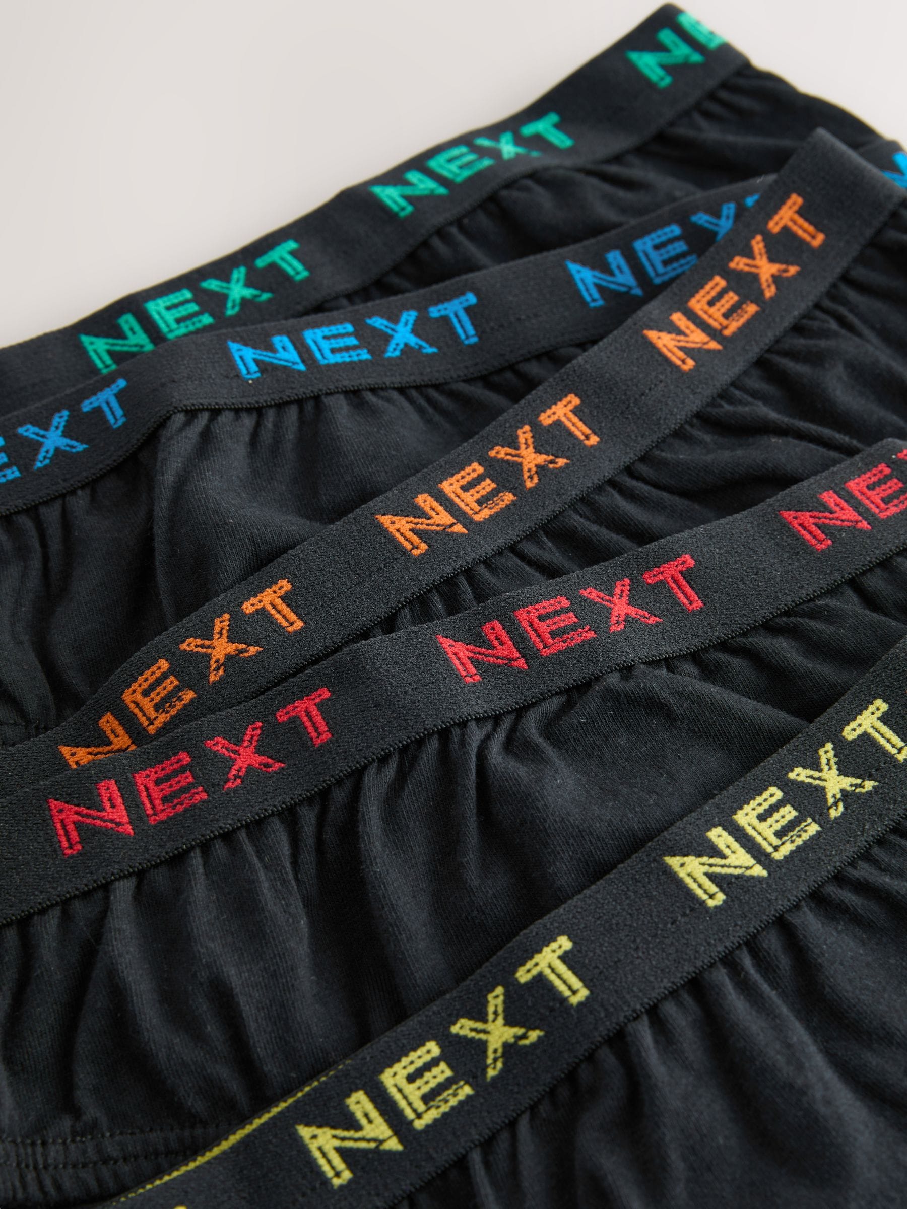 Zwart met felgekleurde jacquard tailleband - 100% katoenen slip verpakking van 5 (1,5 - 16 jr)