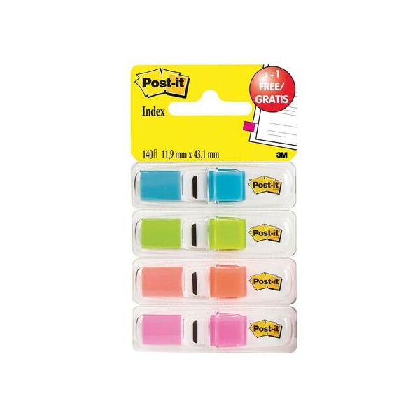 Post-it Notas Index 11.9 x 43.1 mm 140 Fls Sortido 3   1 Un. Conjunto 4 Un. - 26874