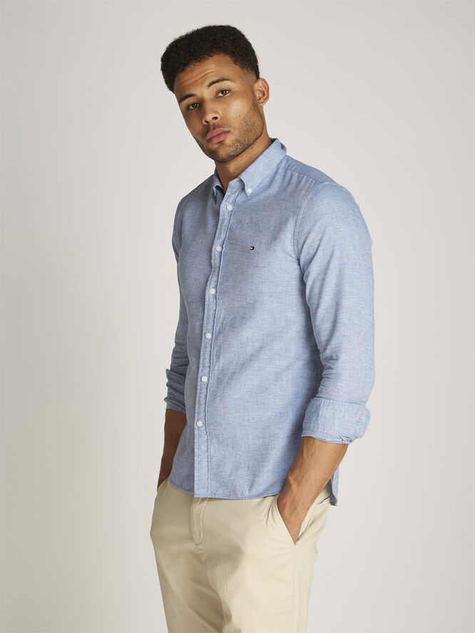 Tommy Hilfiger BRUSHED LINEN SOLID SF SHIRT Shirt blue