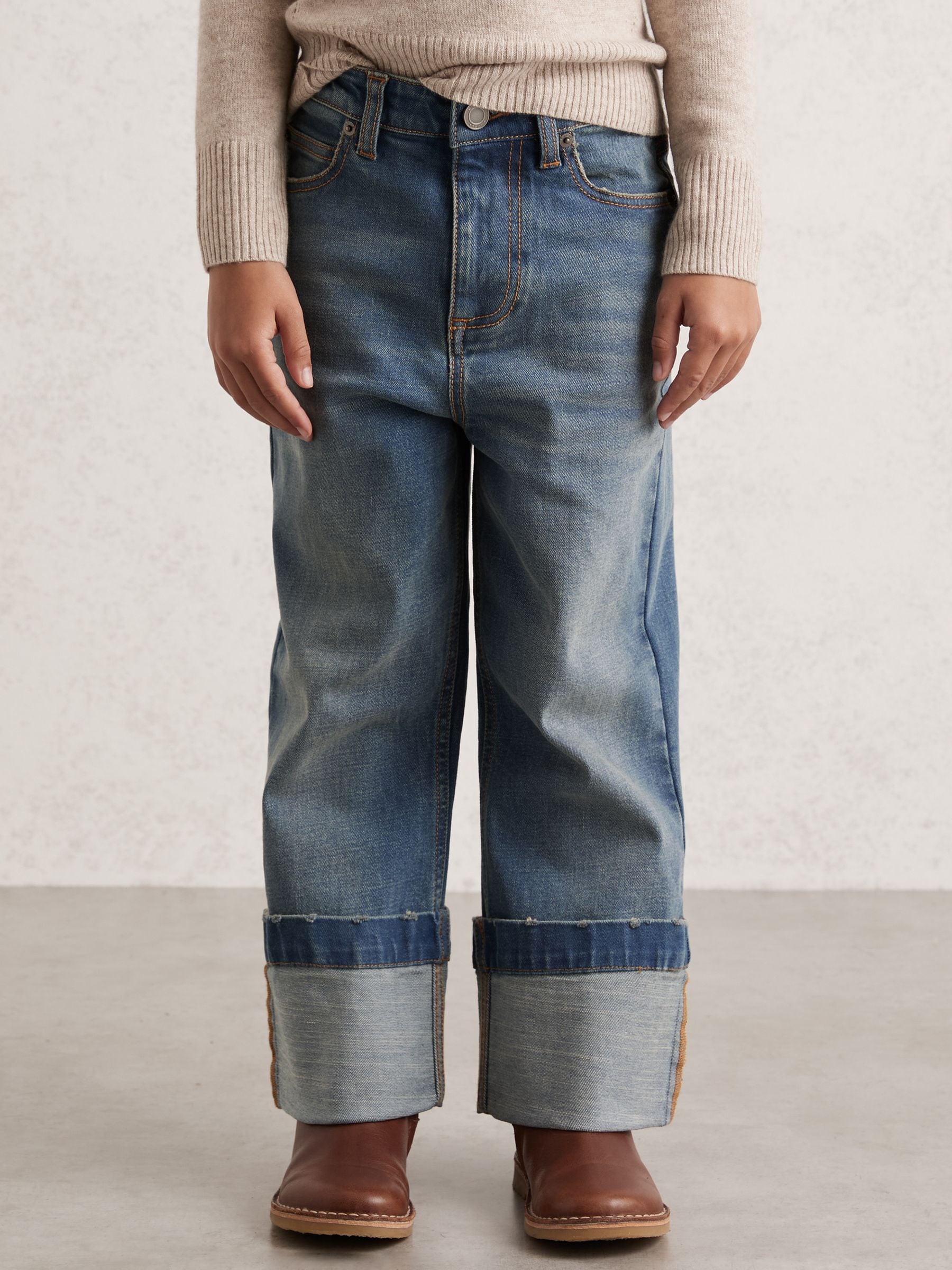 Reiss Belinda Straight-Leg Turn-Up Jeans