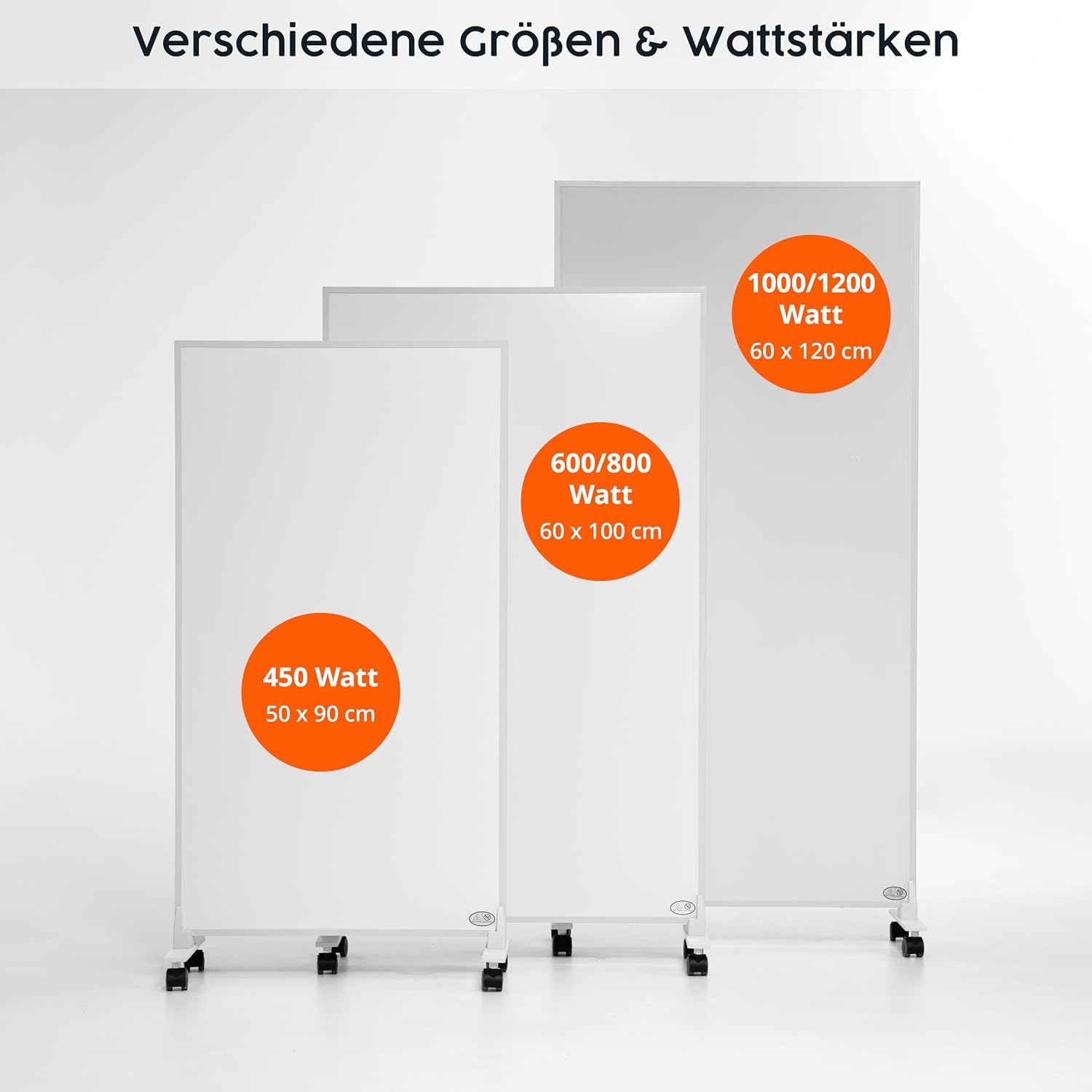 Könighaus Infrarotheizung Standgerät - 1000 Watt - Energiesparend = wärmt innerhalb von 2 Minuten - Elektroheizung mit Standfüßen & Thermostat - mobile Standheizung mit Rollen - Deutscher Hersteller