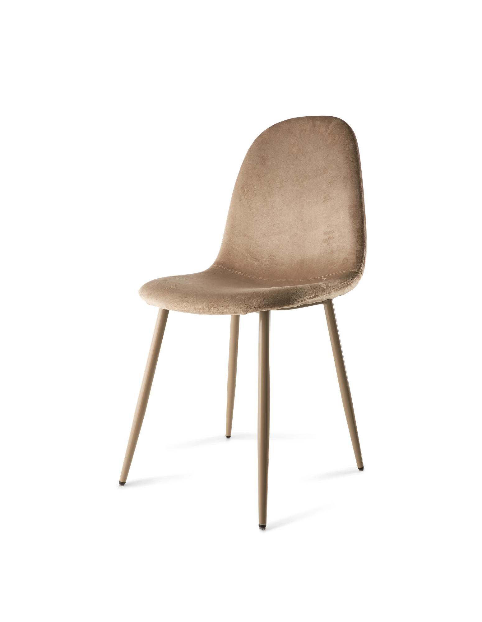 Stol i velour | Polyester/jern/poppeltræ/skum. 40,5 x 44,5 x 89 cm. | Sand