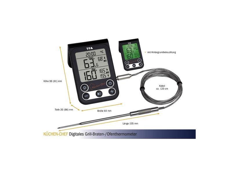 TFA Dostmann Bratenthermometer  KÜCHEN CHEF Grill-Braten-/Ofenthermometer