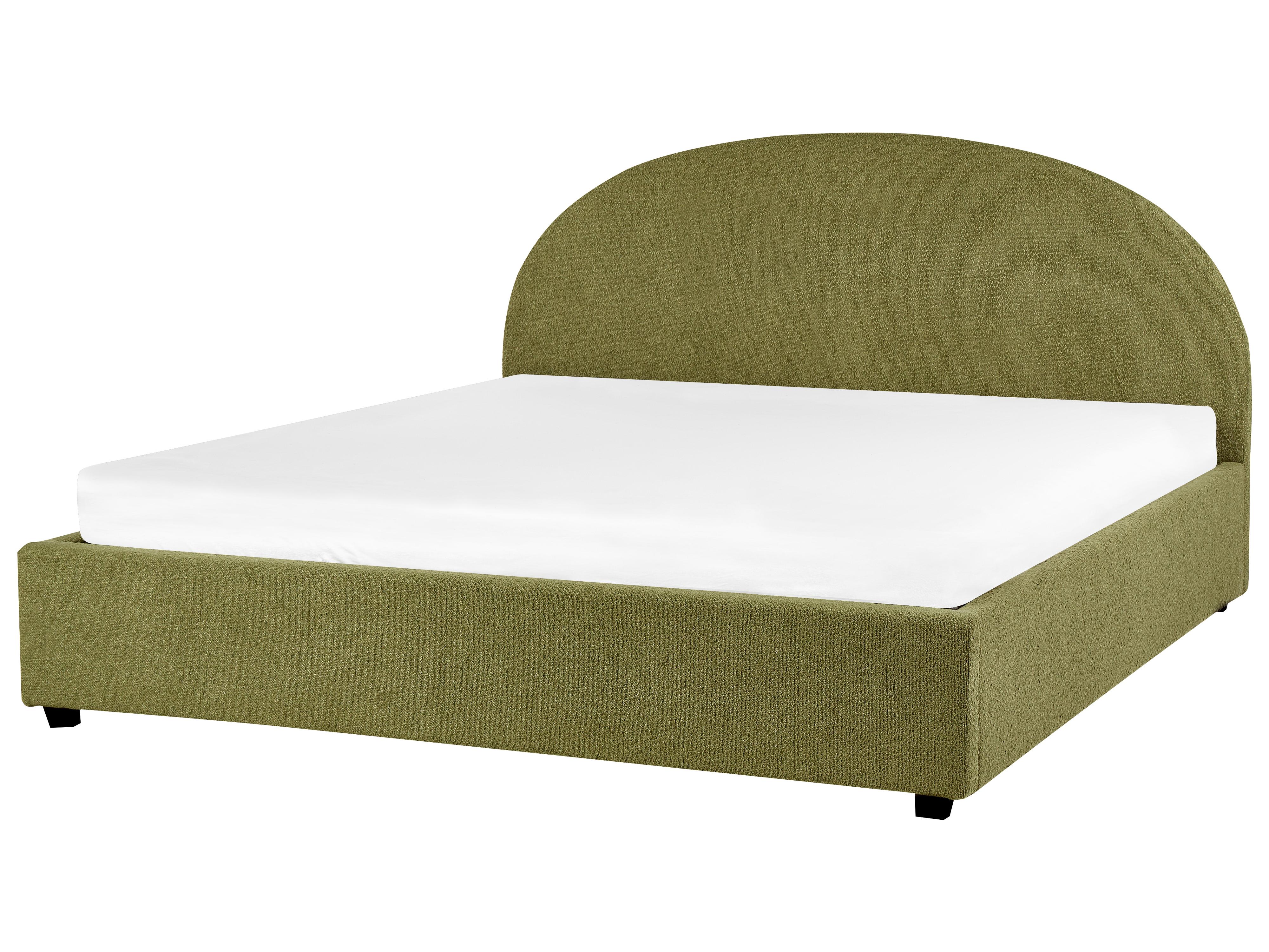 Bed met opbergruimte Bouclé VAUCLUSE 180 x 200 cm Olijfgroen