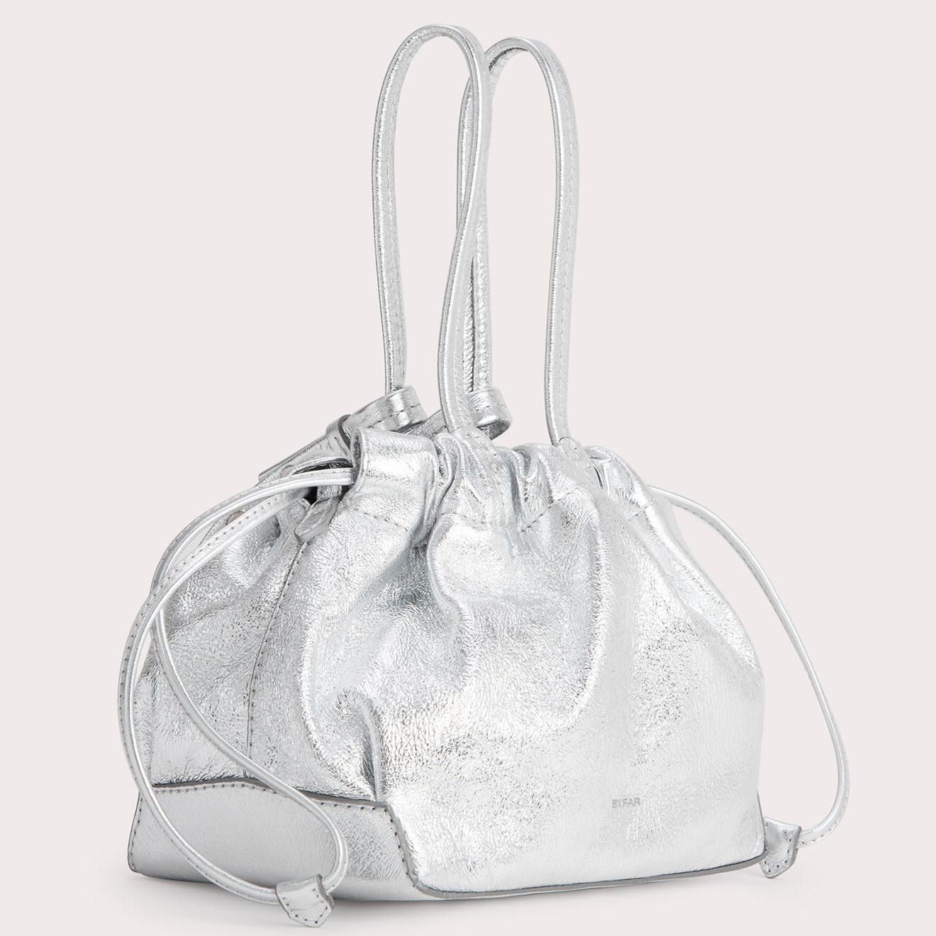 By Far Sac à main en Cuir Malmo argenté -  18.5x28x13.5 cm