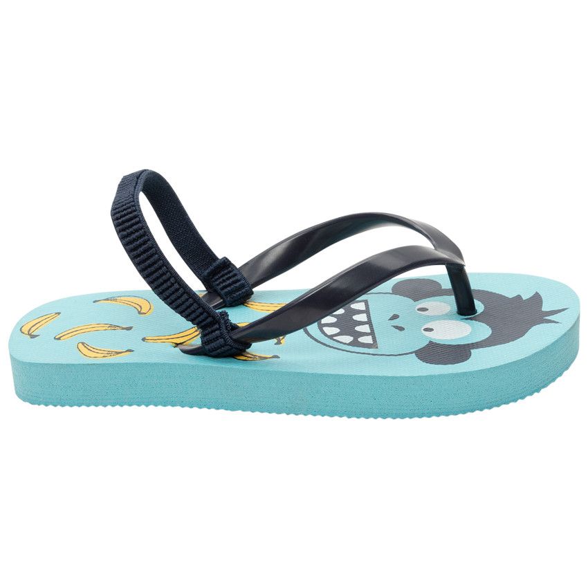 Tongs print singe et bananes à lanière au dos - Bleu marine