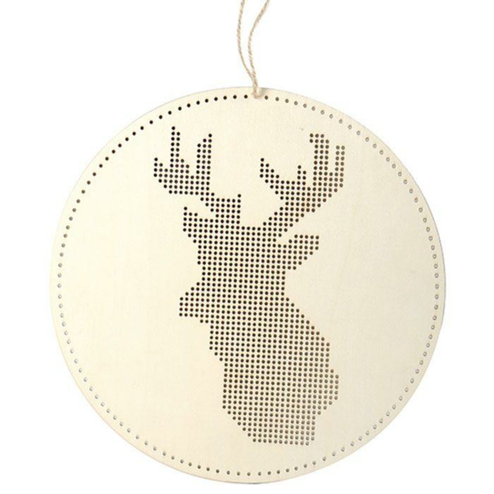 Suspension en bois à broder - tête de cerf 22 x 22 cm
