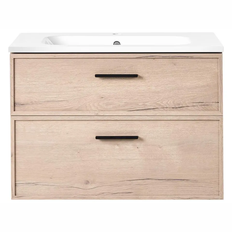 YELCHO - Wandgemonteerd meubel met wasbak - Lichtbruin - MDF