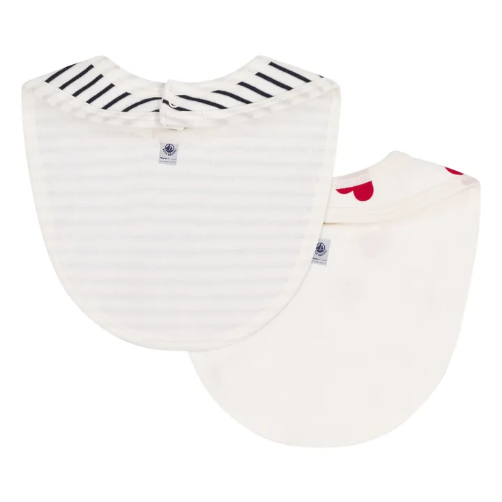 Petit Bateau Lot 2 Bavoirs Cœurs | Blanc