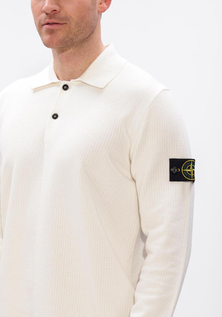 ecru stone island polo ls polo s01b2