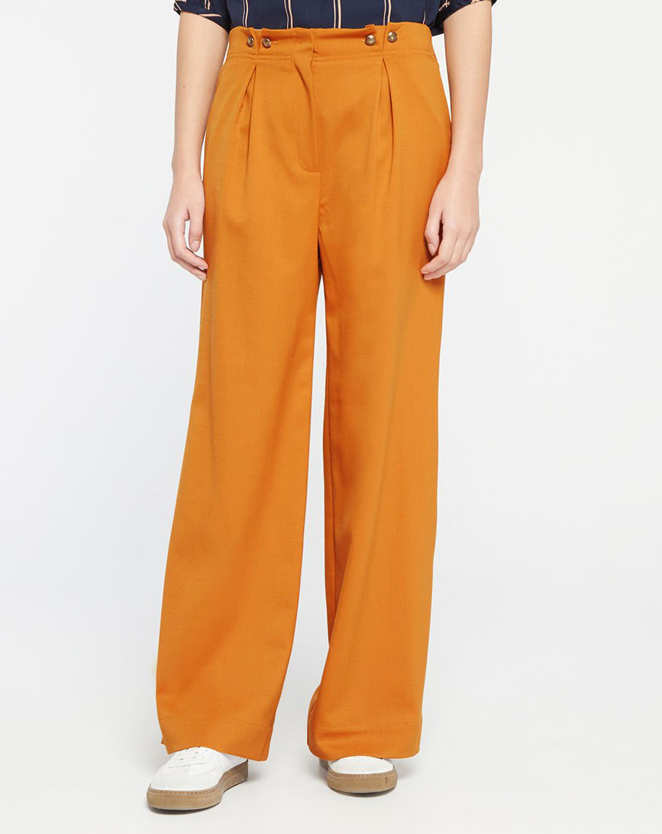 Jodhpur Pantalon en Laine mélangée Amor Marin large orange