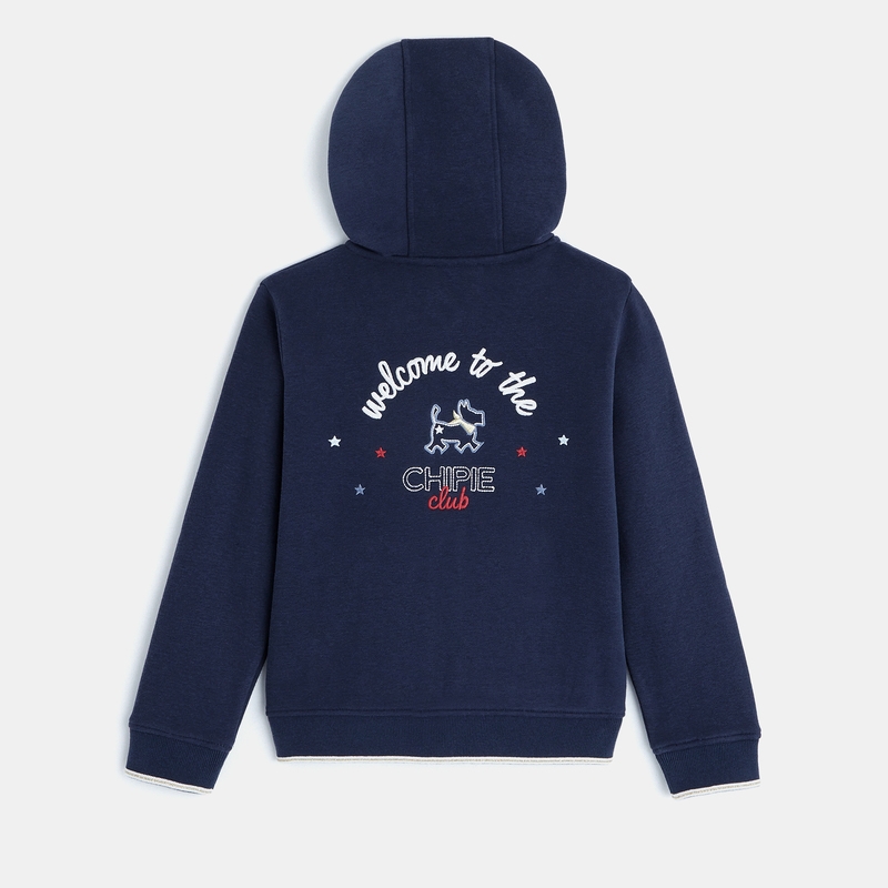 Gilet à capuche navy brodé Chipie bleu fille