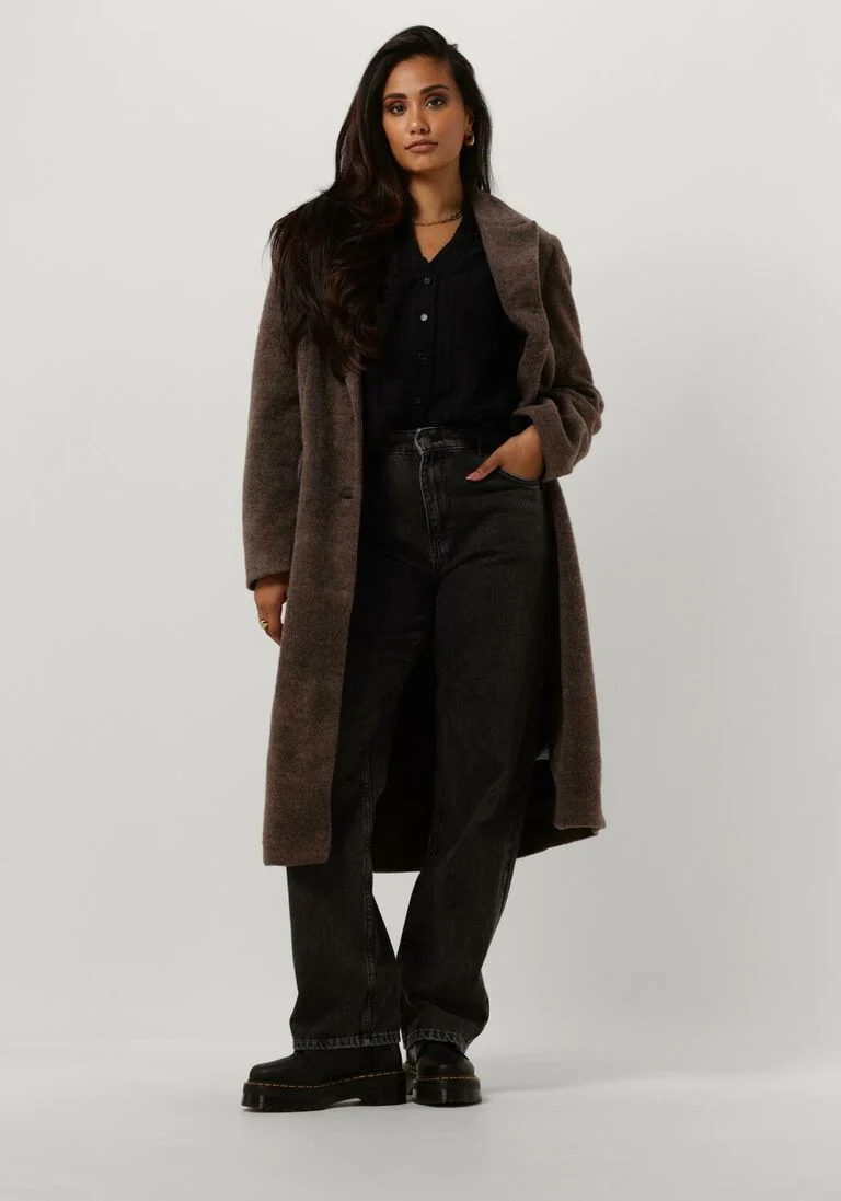 OBJECT grijze object mantel objolga wool coat noos