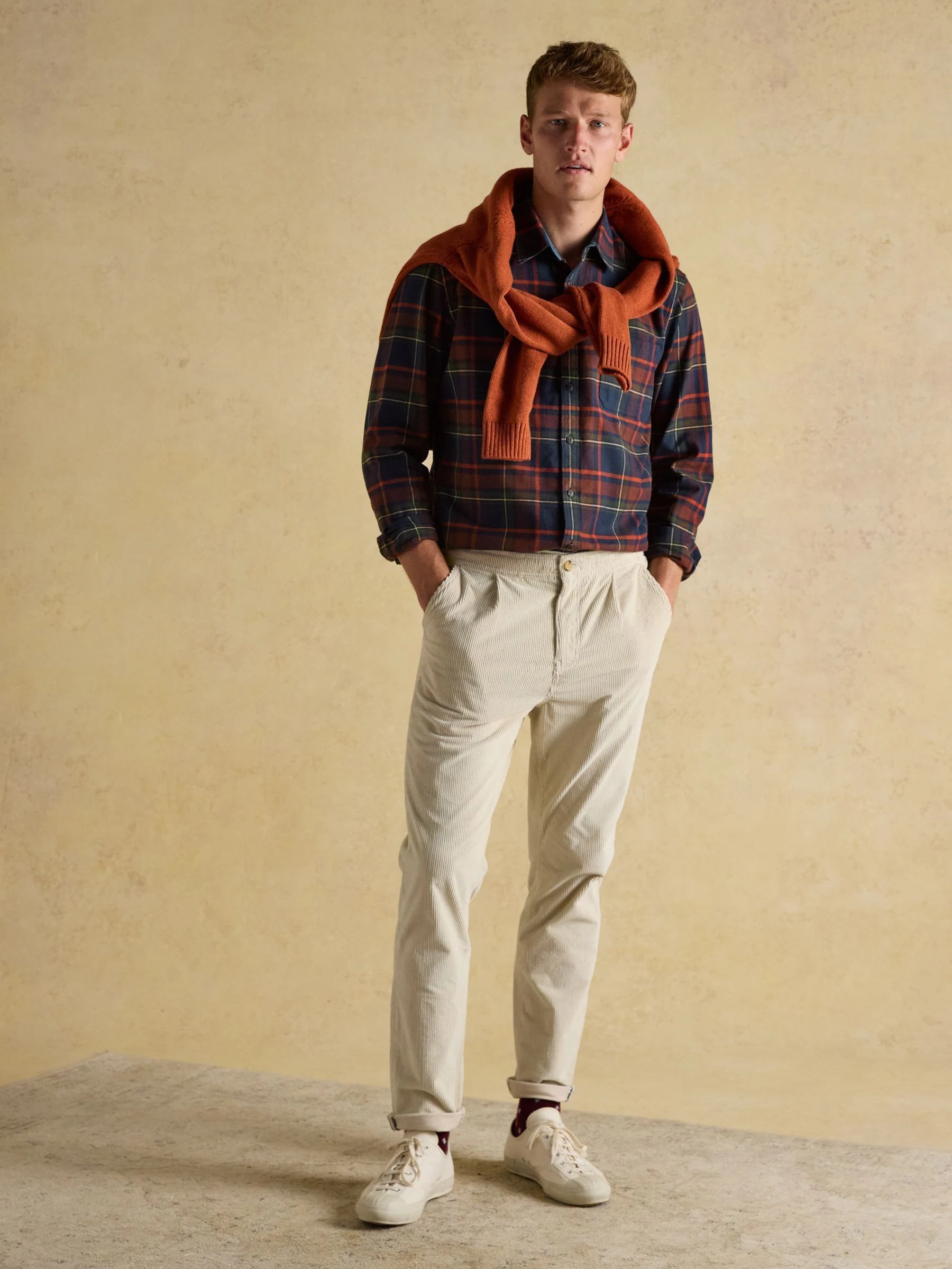 Marineblauw - Joules Brushed Flannel Check Cotton Shirt