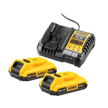 DeWalt 18V XR 2 accu's 2.0Ah   acculader / snellader DCB1104D2-QW