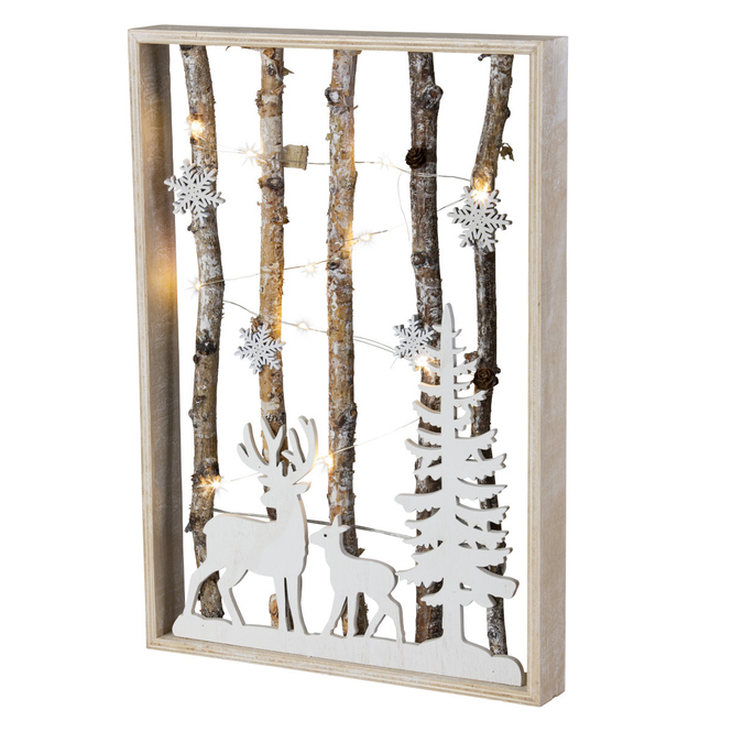 LED-Standdeko - Rentiere - aus Holz - ca. 28 x 4 x 40 cm