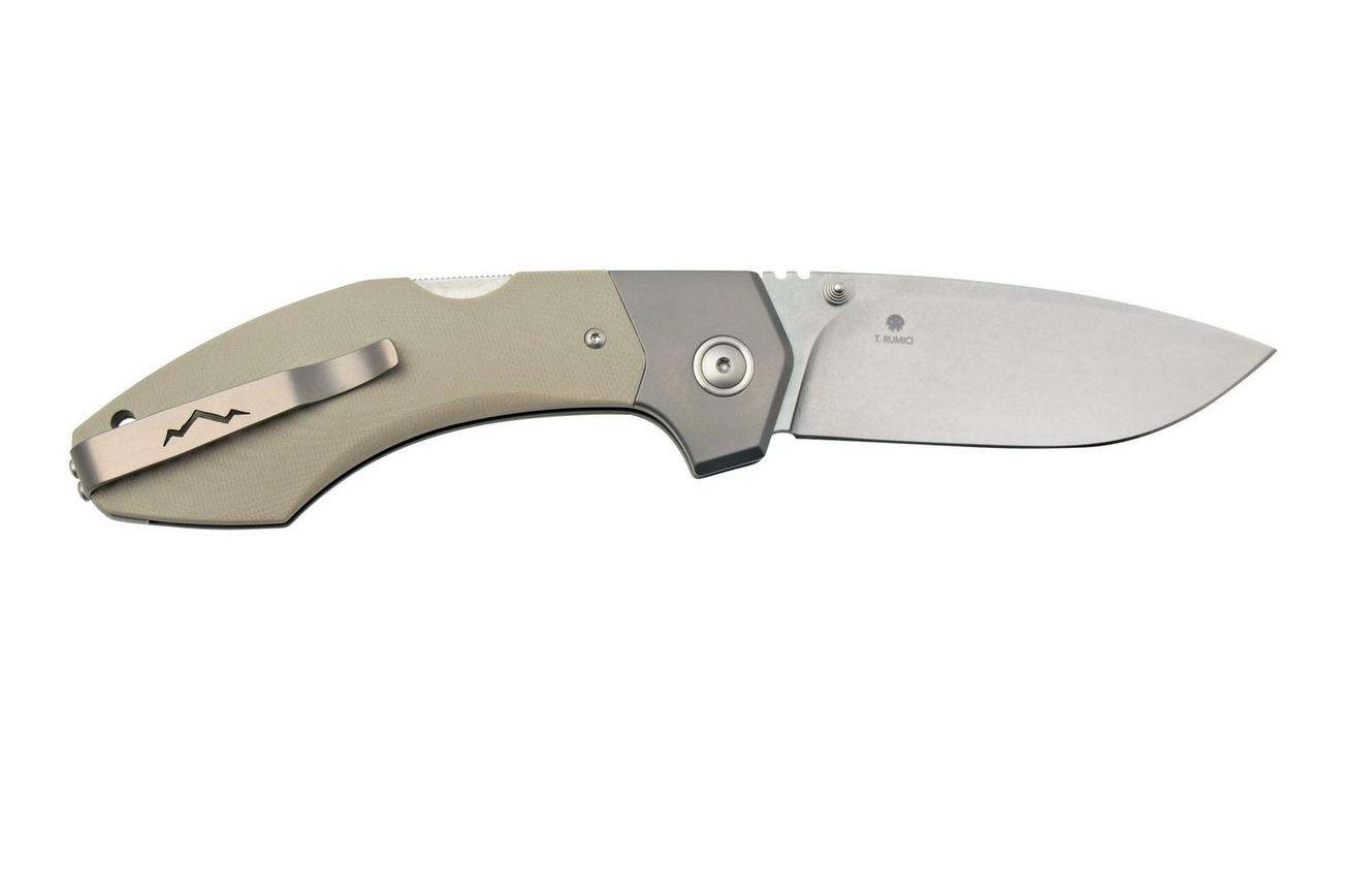 MKM Hero Stonewashed, Tan G10, Titanium Bolsters, zakmes