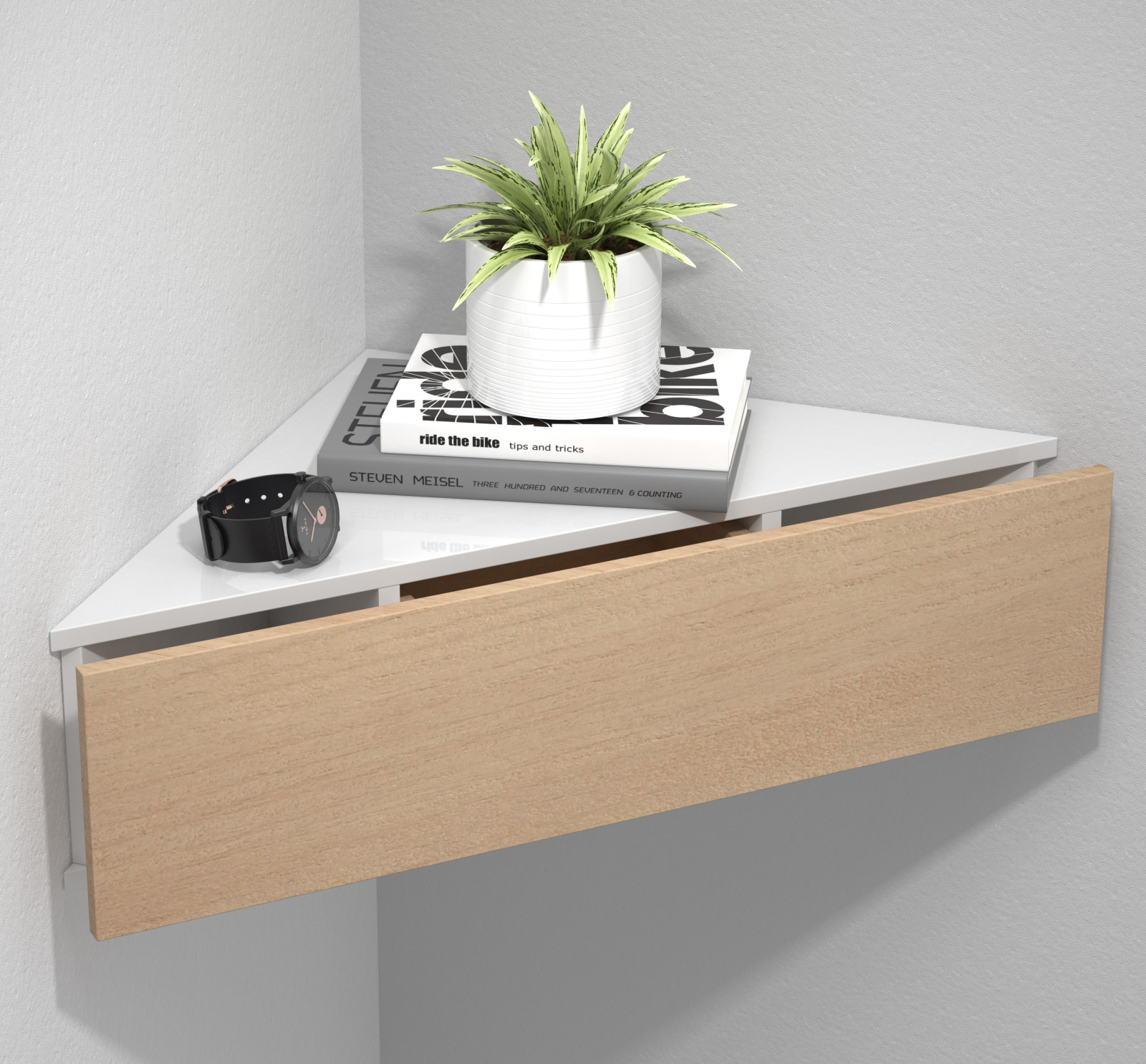 Wandschublade USAL S - weiß-Honig Eiche - 60 cm