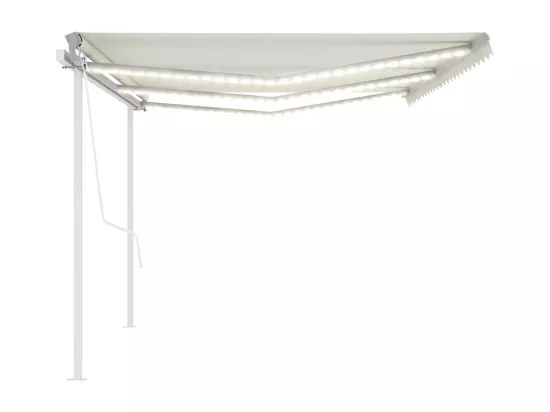 Auvent automatique capteur de vent/LED 6x3 m Crème