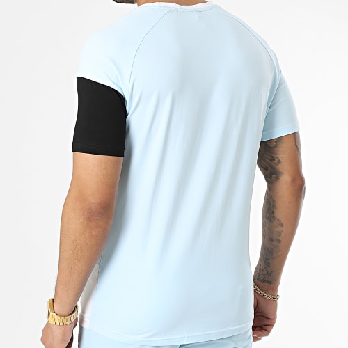 Ensemble Tee Shirt Et Short Jogging E386 Blanc Bleu Clair Noir