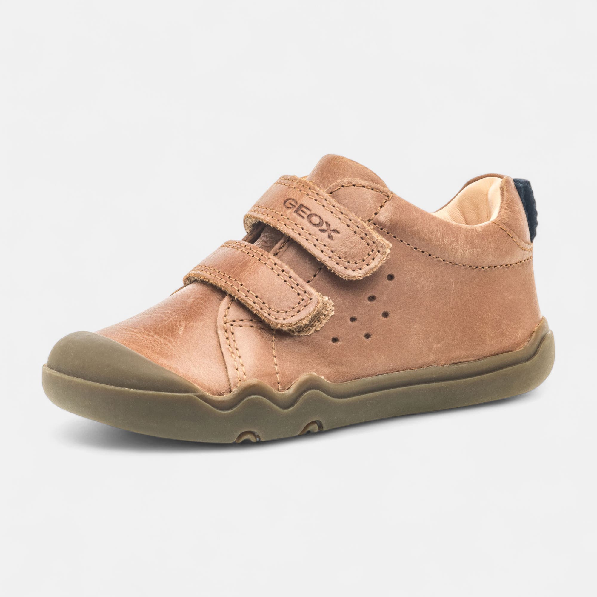 Baskets hautes Bébé garçon en cuir cognac