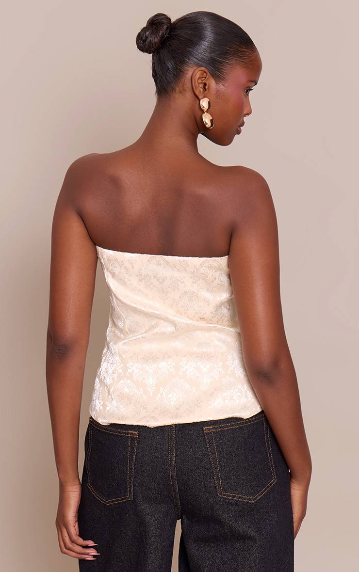 Crème Top Corset Jacquard Brodé