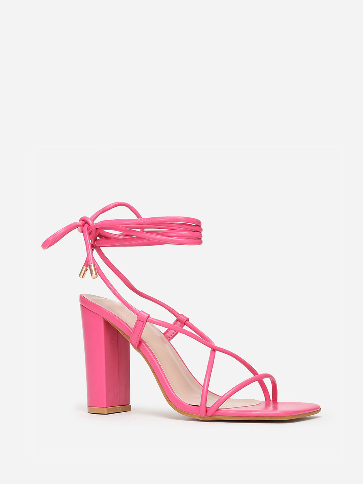 Sandales avec laçage à bout carré- Fuchsia