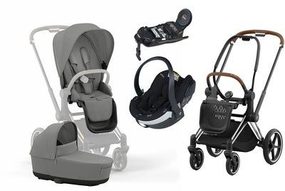 Cybex Priam Duovogn inkl. BeSafe iZi Go Modular X2 & Base, Mirage Grey/Chrome Brown