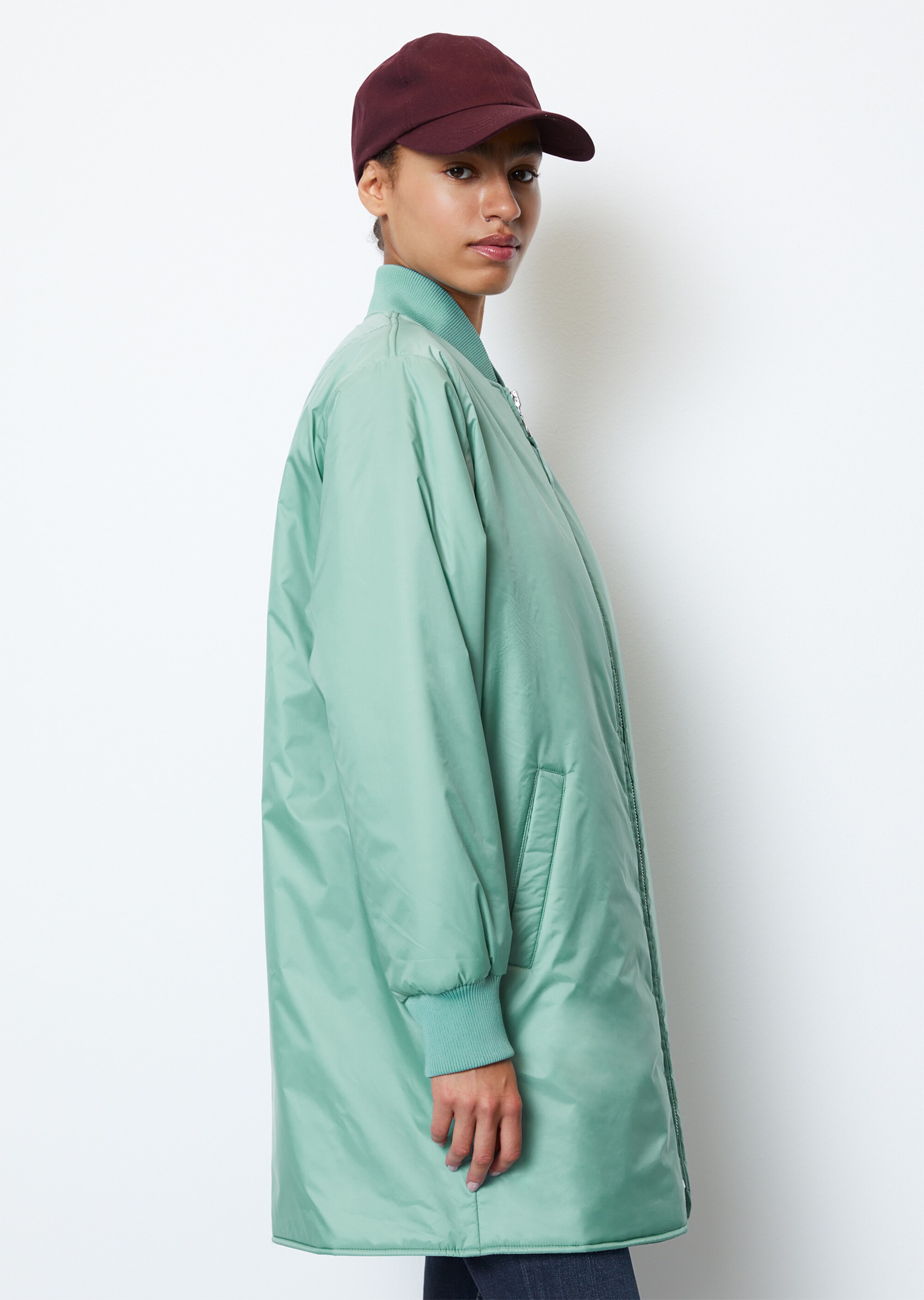 Wattierte Long-Jacke regularim Aviator-Stil
