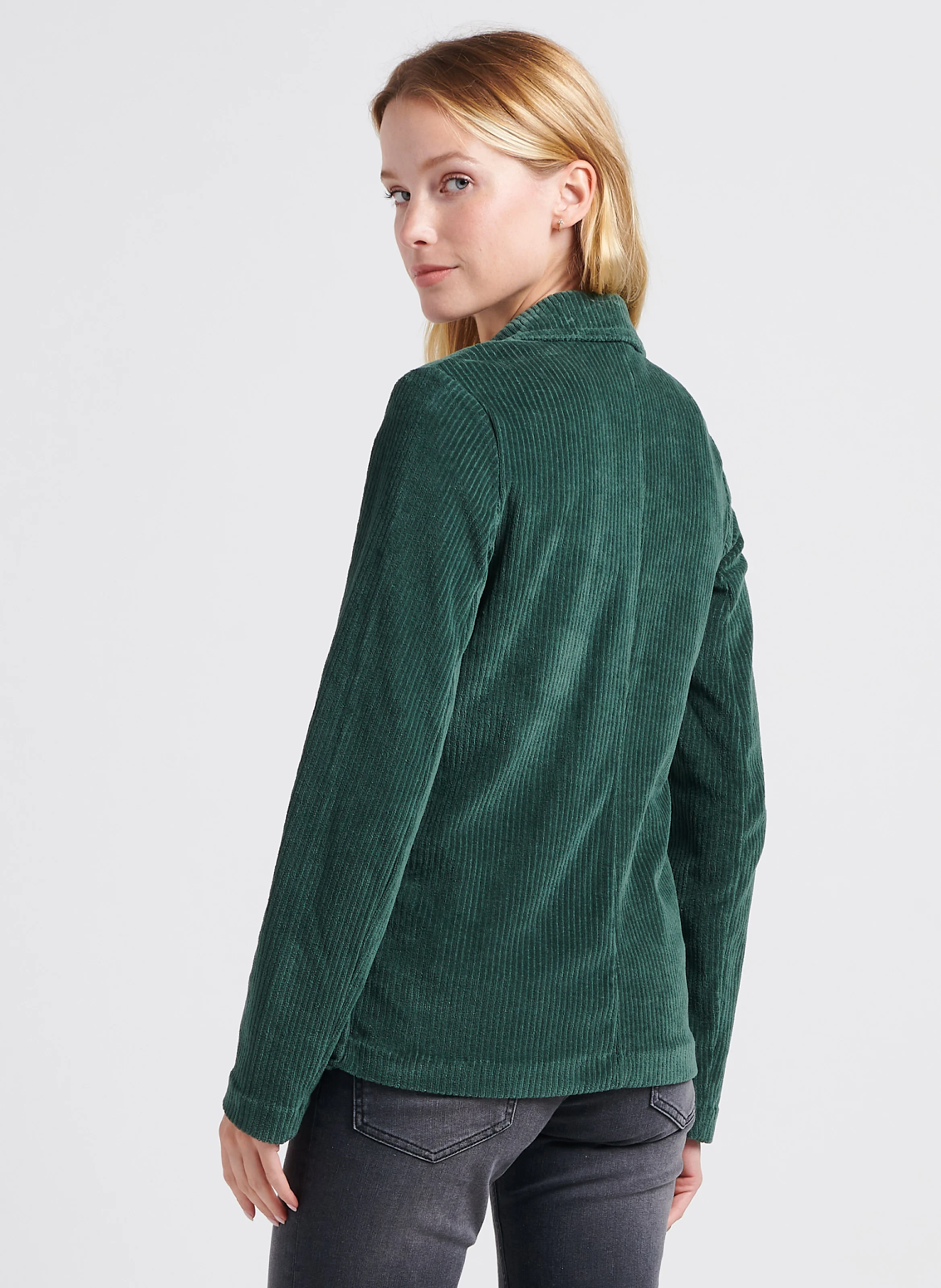 Veste tailleur aspect côtelé en coton | Vert