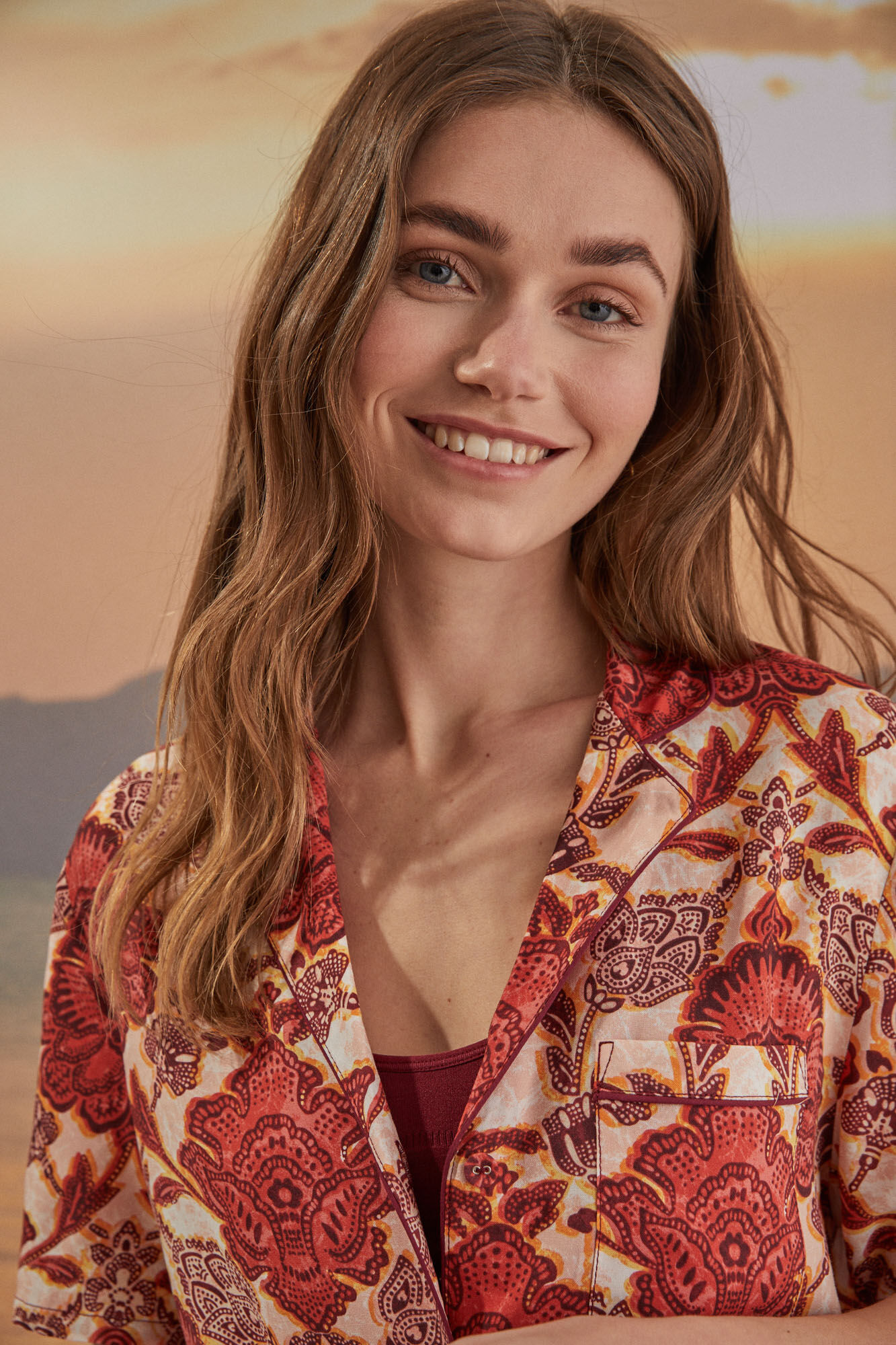 Pijama camisa comprida estampada - Estampado