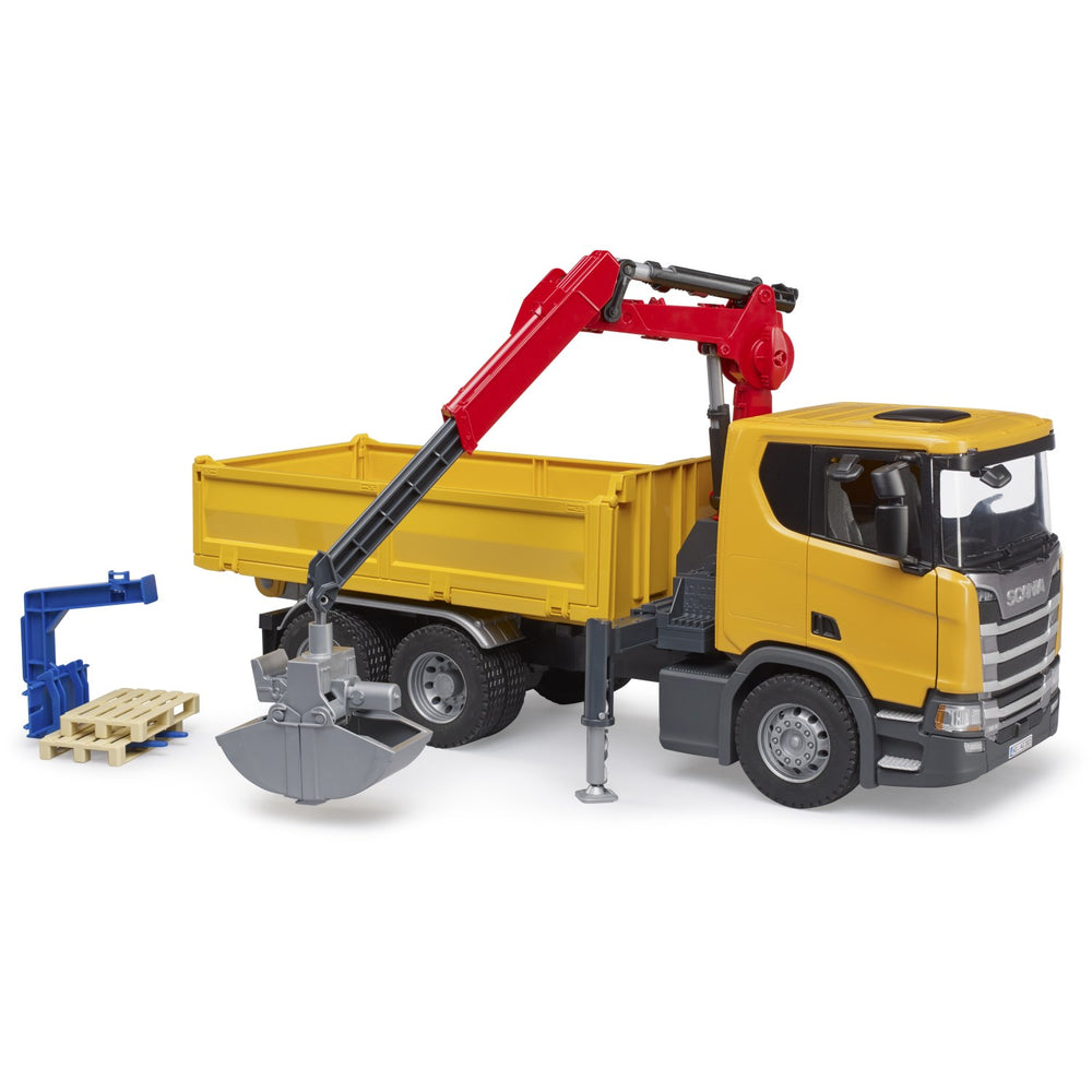 Køb Bruder Scania Super 560R construction truck w.crane,2 pal