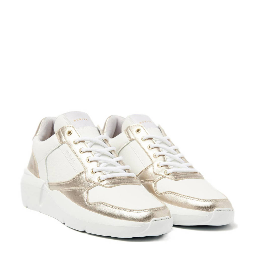 Nubikk leren sneakers wit/goud