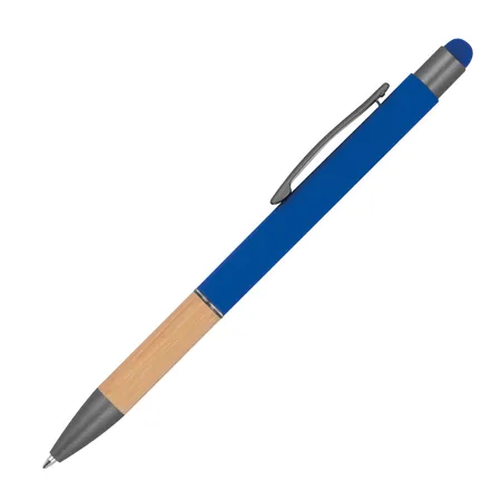 Macma Touchpen Kugelschreiber mit Griffzone aus Bambus / Farbe: blau