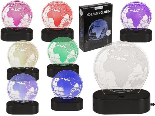 Out of the blue 3D-lamp, wereldbol, ca. 20 cm, van kunststof, met USB-kabel, in geschenkdoos