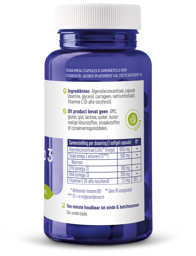 Vitakruid Vegan Omega 3 1000 Tryglyceriden 300 Dha 100 Epa (60 softgels)