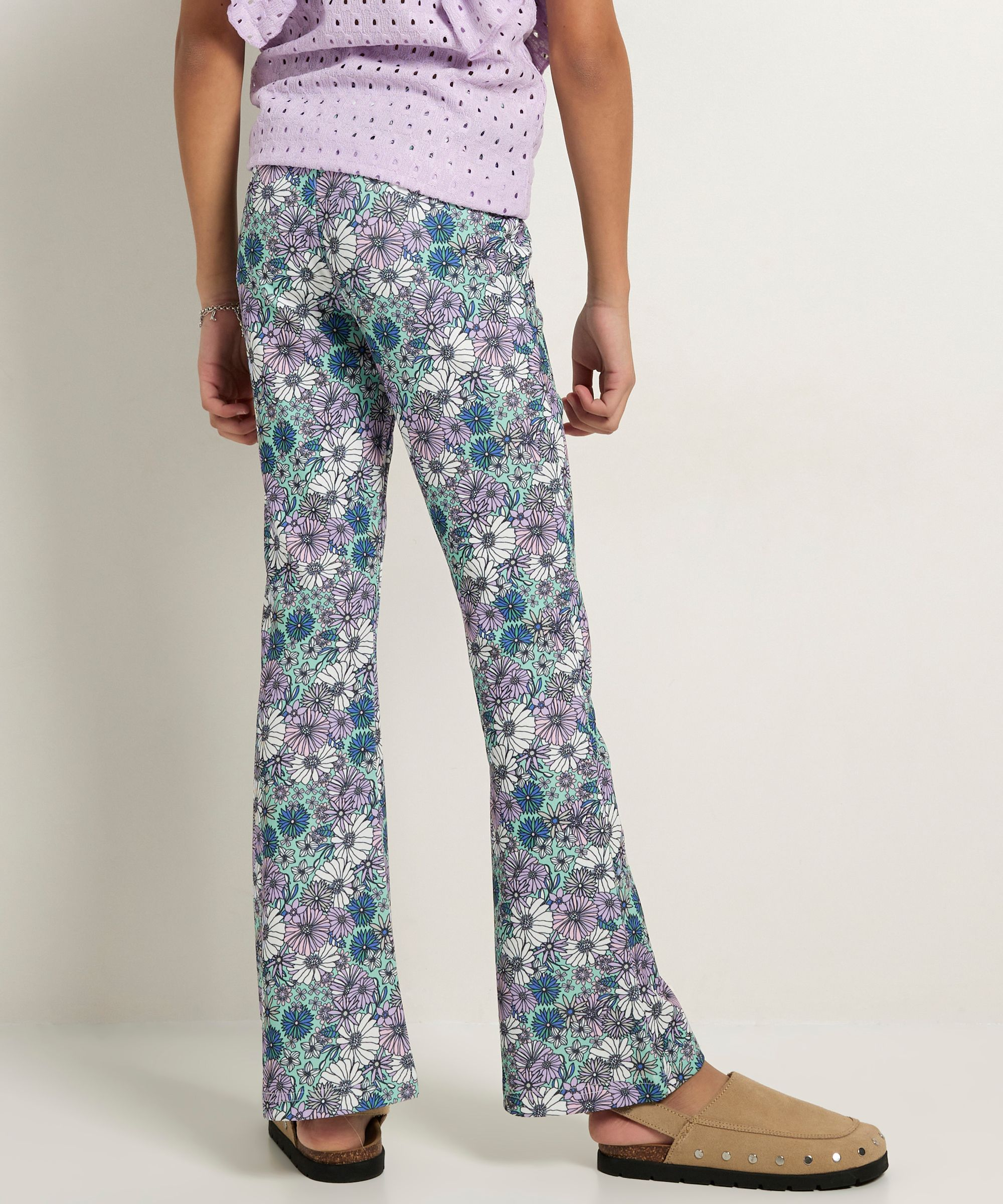 flared fit jersey broek met print