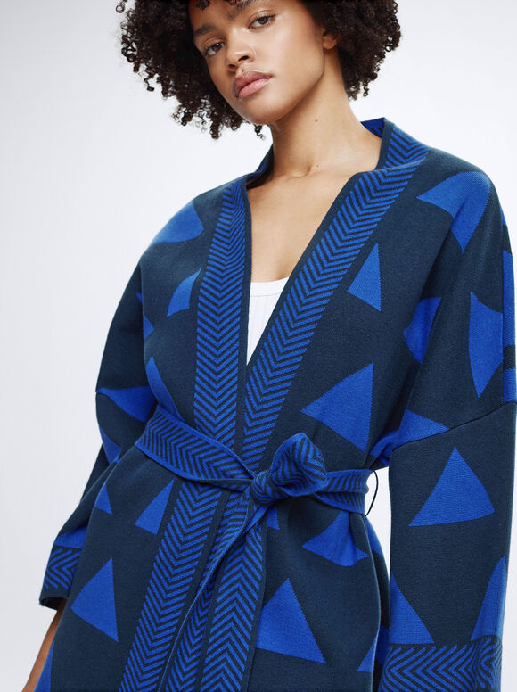 Cardigã de malha jacquard - Azul