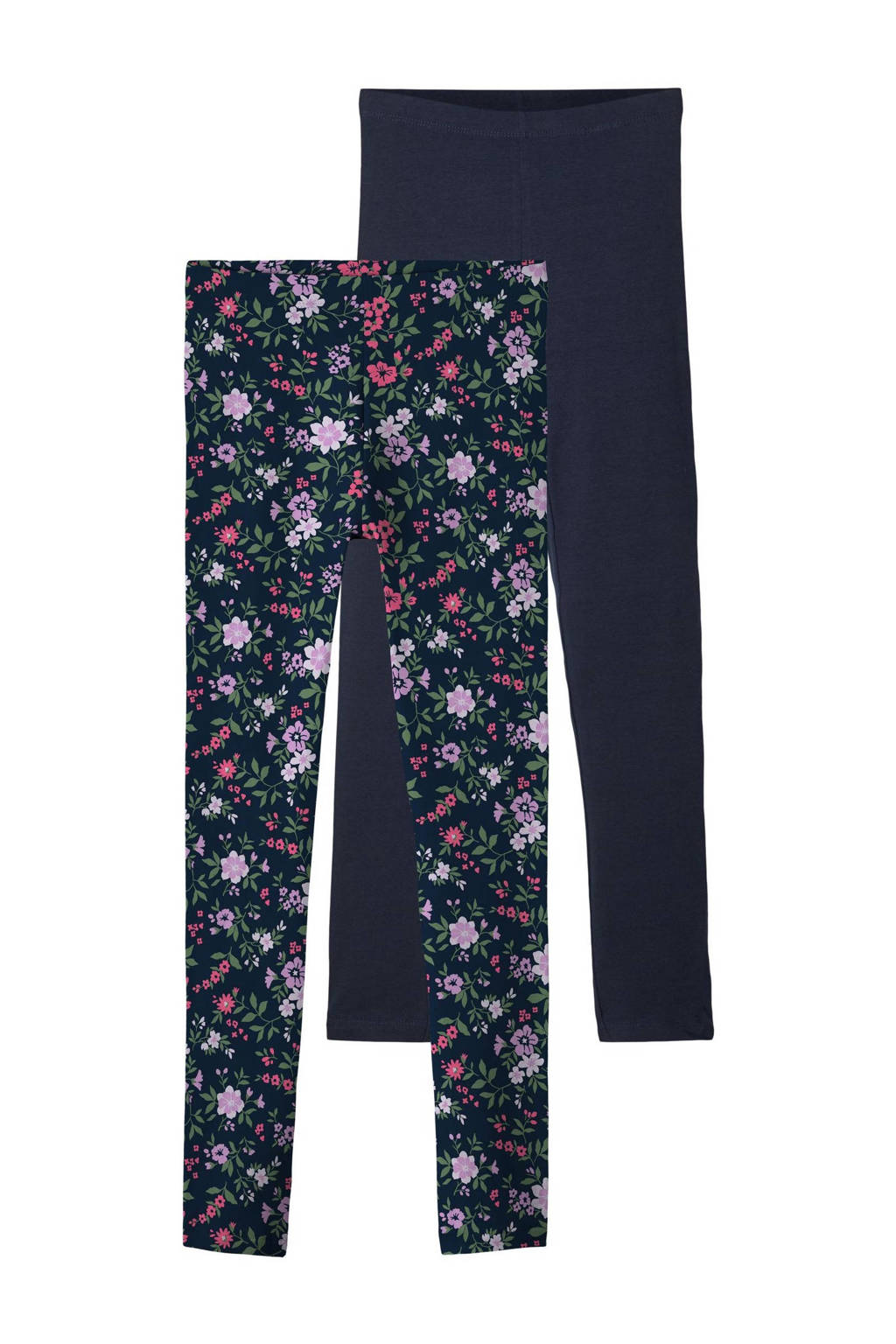 NAME IT legging NKFVIVIAN met all over print - set van 2 donkerblauw